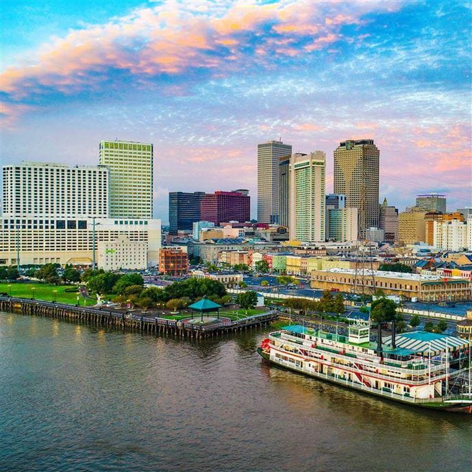 New orleans skyline at dusk